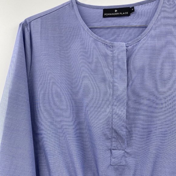 Pomander Place Tuckernuck Women's Chambray Lucy Dress Blue Tier Tie Waist Mini M - Picture 6 of 12